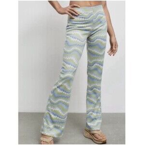 Urban Outfitters Bryn Pull-on Zig-Zag Flare Pants Blue Green S